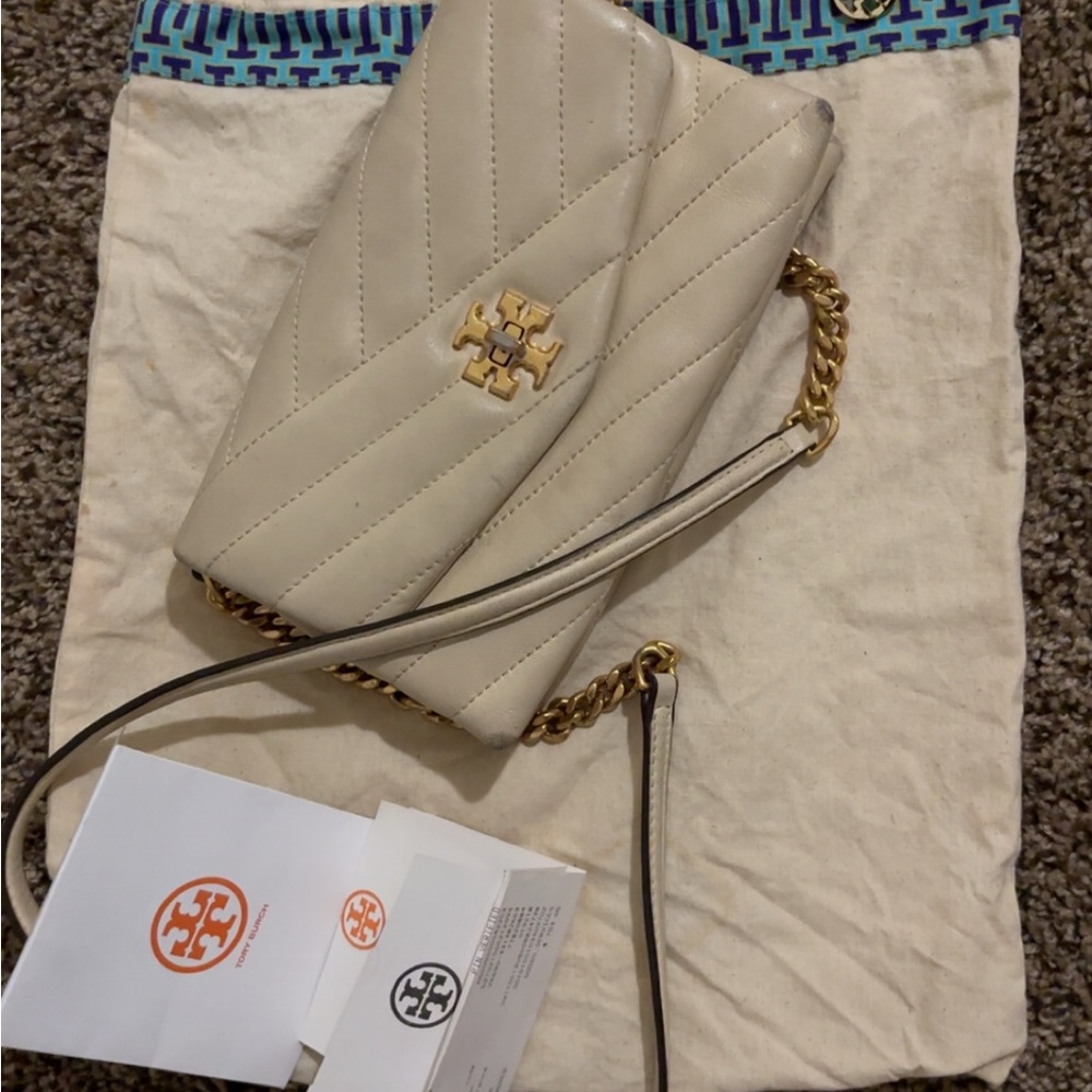 Tory Burch Beige Quilted Crossbody Bag